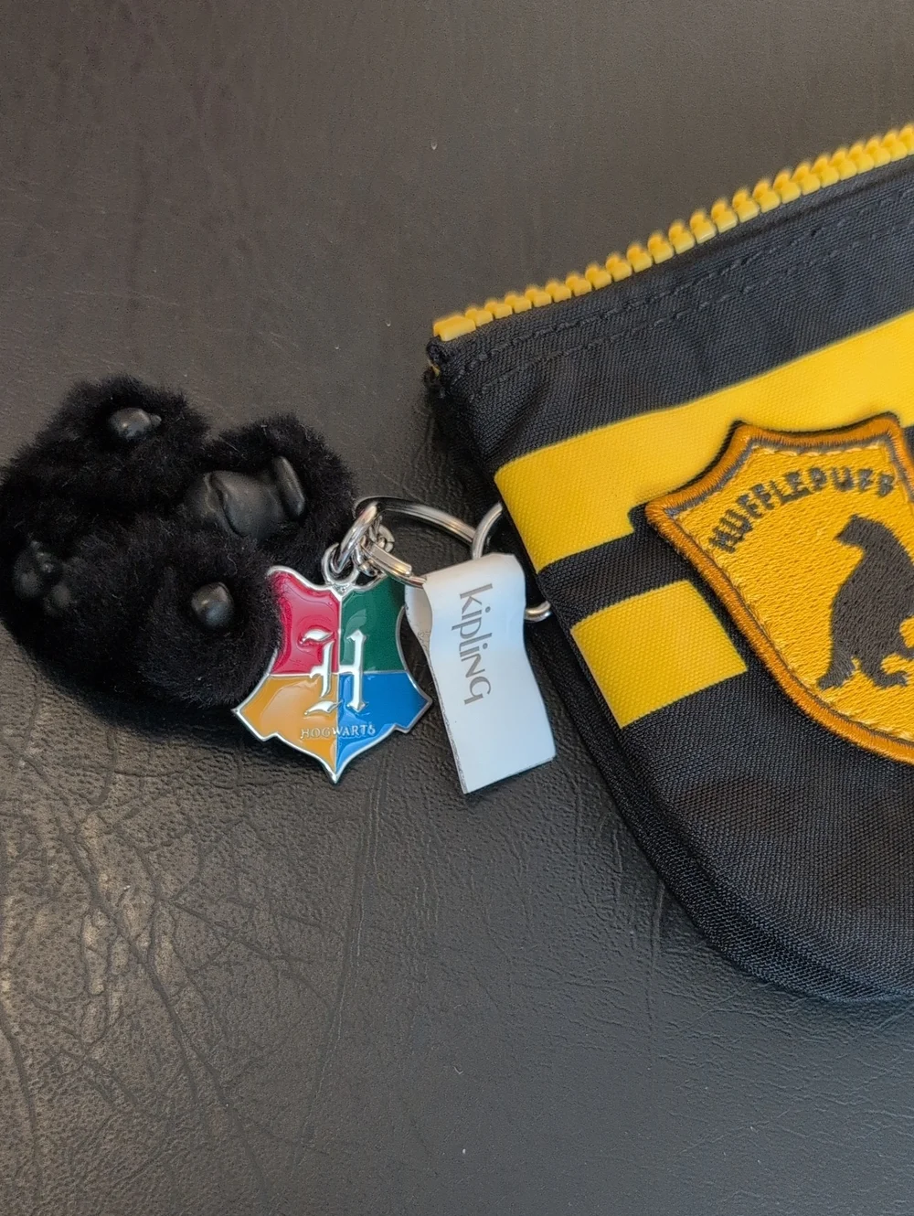 Kipling x Harry Potter Hufflepuff Black & Yellow Zip Pouch